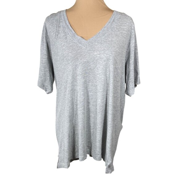Michael Stars Cyrus Oversized T-Shirt Grey L Large Cotton Shirt Sleeve V-Neck - Picture 1 of 6